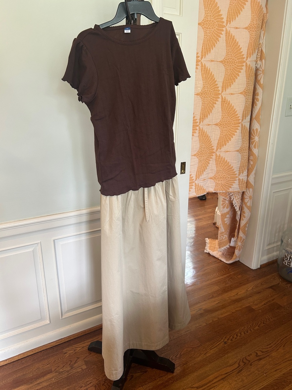Khaki Tan Crisp Twill Maxi Skirt Pockets Size 10 NWOT - Picture 15 of 15